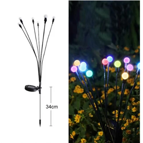 Kültéri napelemes világító fa, LED, 75 cm, 6 db Színes Mini gömb