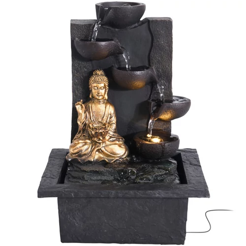 Szökőkút- csobogó Buddha szobor LED lámpa, 22 x 18 x 30 cm, hálózati adapterrel