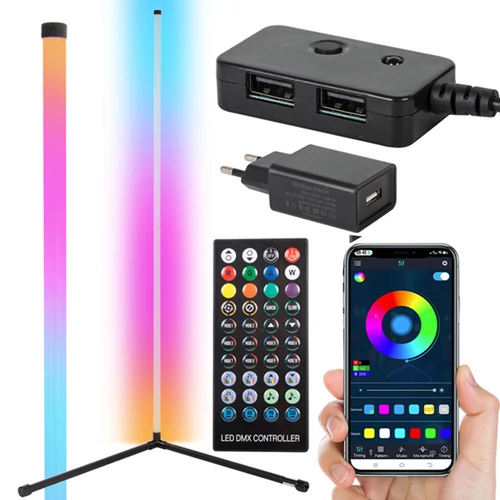 RGB LED Modern álló saroklámpa, távirányítóval, applikációval, 100 cm, VG