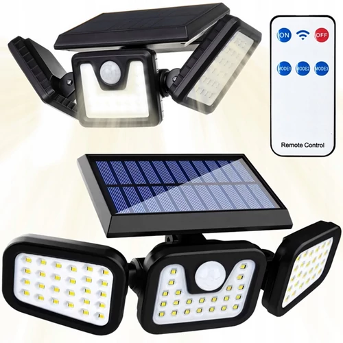 Extra erős 110 LED-es napelemes reflektor, mozgásérzékelővel, 