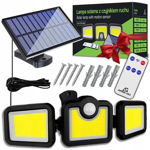 Extra erős 171 LED-es napelemes reflektor, mozgásérzékelőve