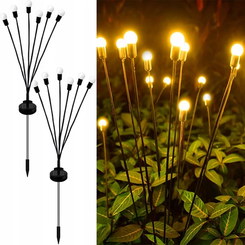 2 db-os Kültéri napelemes világító fa, Meleg fehér LED, 70 cm, 6 db Mini gömb, M483