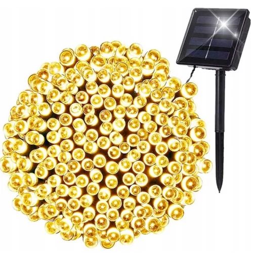 200 LED-es napelemes kerti fényfüzér, Meleg fehér