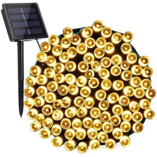 100 LED-es napelemes kerti fényfüzér, Meleg fehér