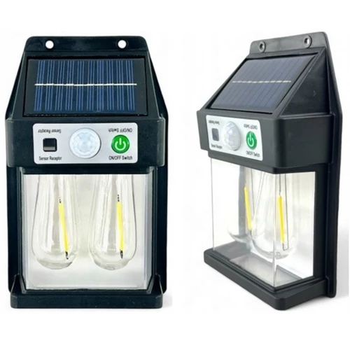 2 db Nagy fényerejű Dupla LED-es Napelemes kerti Fali lámpa, mozgásérzékelős, 600 LM, 1800 mAh, IP65, DT