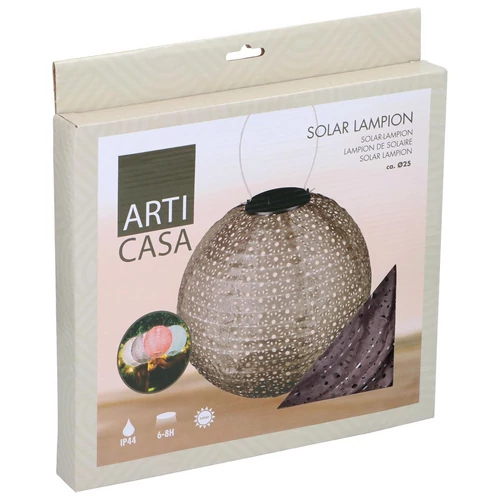ArtiCasa napelemes fénynyomat mintás Party LED-es Lampion 25 cm barna színű 1 db