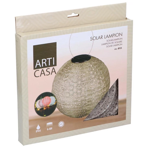 ArtiCasa napelemes fénynyomat mintás Party LED-es Lampion 25 cm szürke színű 1 db