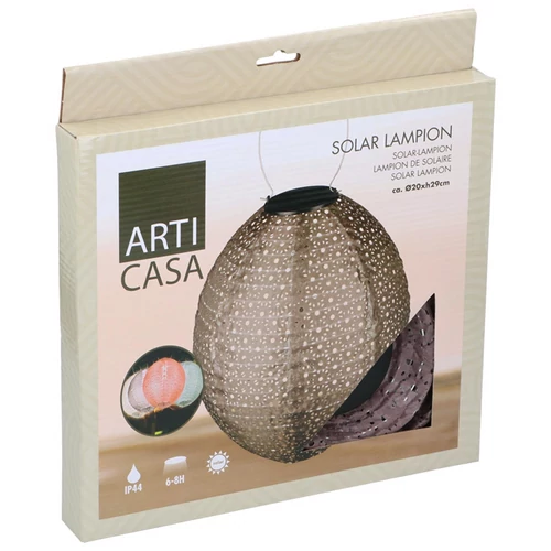 ArtiCasa Ovális napelemes fénynyomat mintás Party LED-es Lampion 29 x 20 cm barna színű 1 db