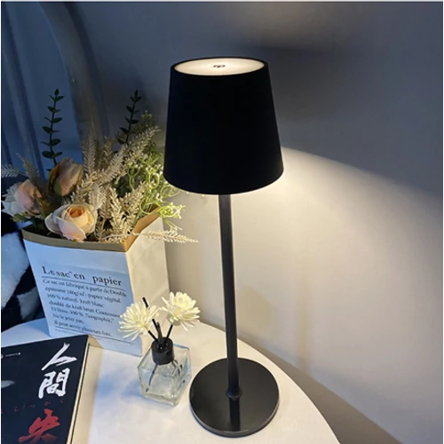 Elemes asztali LED lámpa, 26 cm, 3 fénymód és fényerőszabályzóval, redőzőtt ernyős