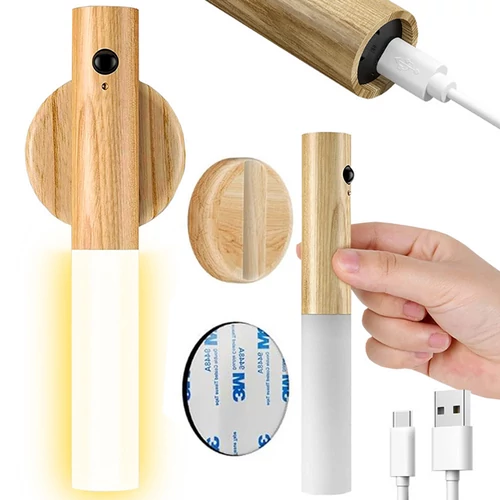Mozgásérzékelős, akkus USB-s Dekor Fali LED-es világítás 18 cm, mágneses
