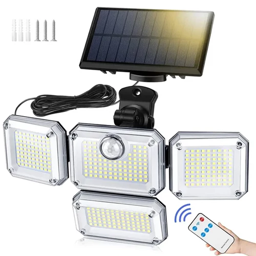 LEDLIGHT Extra erős LED-es napelemes reflektor, mozgásérzékelővel, 6500K, IP65, 5m kábellel