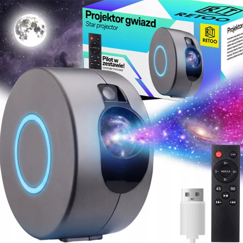 LED Csillag galaxis projektor, változatos színes, távirányítható, szürke
