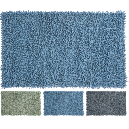 Shaggy fürdőszoba szőnyeg, 100% pamut, 75 x 45 cm, olaj kék