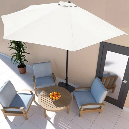 Ambience Kitekerhető Félkör-Balkon napernyő, széltörővel, 2,7 m, 160g/m2 Acél vázzal, krémszínű