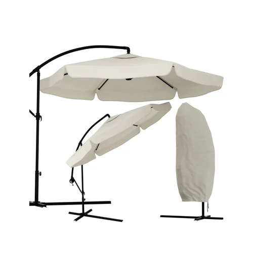 Függő Gémes Kitekerhető Napernyő, 3 m, krémszínű, takaróponyvával, 230g/m2