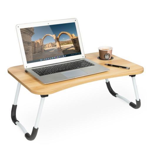Összecsukható laptopasztal, ágyhoz vagy kanapéra, MDF+fém, 60 x 39,5 cm 