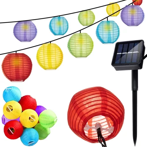 Napelemes party lampion Led fényfüzér, 2,7 m