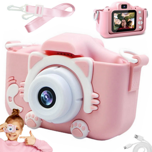 Digitális fényképezőgép gyerekeknek játékok kamerával, rózsaszín