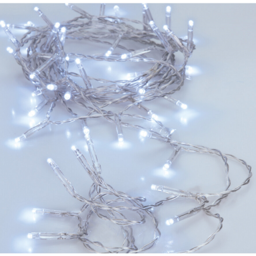 50 LED-es elemes karácsonyi fényfüzér, hideg fehér, 5 m