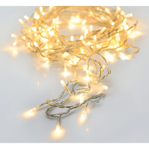 96 LED-es elemes fényfüzér, átlátszó vezetékkel, 8 világítási móddal, meleg fehér, 7 m
