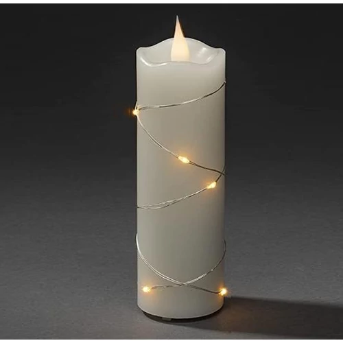 10 LED-es időzíthető gyertya dekor, meleg fehér, 7 x 15 cm 