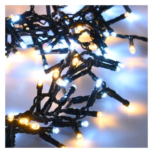 200 LED-es  BOA fényfüzér, kültéri-beltéri elemes, 8 világítási móddal, hideg-meleg fehér, 8 m