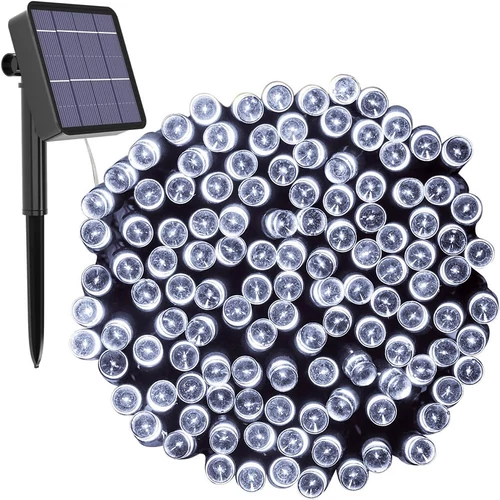 200 LED-es napelemes kerti fényfüzér, Hideg fehér