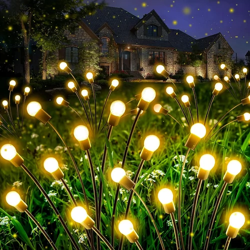 3 db-os elemes Kültéri világító fa, időzítővel, 8 világítási móddal, 24 meleg fehér LED, 70 cm, Mini gömb