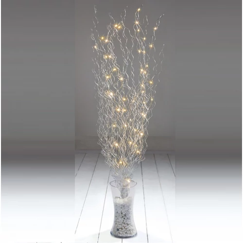 20 LED-es időzíthető világító ezüst színű fém ágak, 60 cm