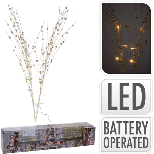 10 LED-es világító ezüst színű sakura fűzfa ágak, 75 cm