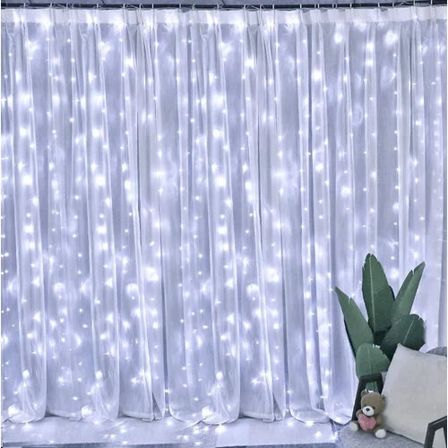 480 LED-es prémium fényfüggöny, 12 fényjátékkal, hideg fehér
