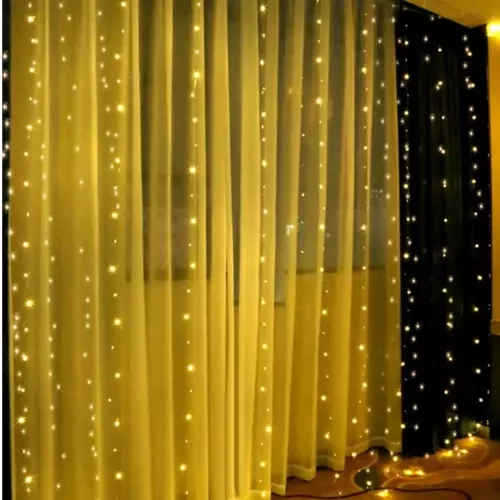 300 micro LED-es  beltéri fényfüggöny, 8 világítási móddal, távirányítóval, meleg fehér