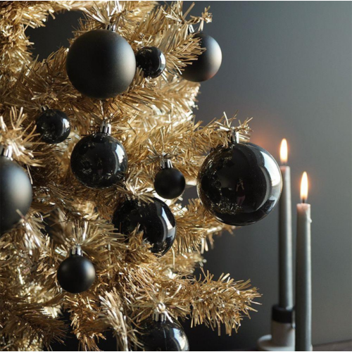 26 db-os Karácsonyi gömb dísz készlet, matt és fényes fekete