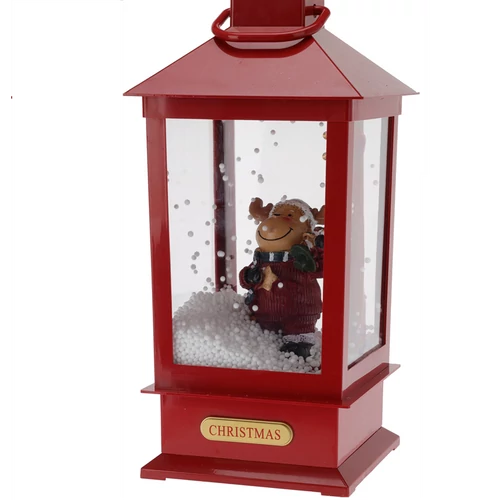Nagyméretű zenélő és havazó  LED-es dekor mécses, 26 x 13 cm, piros