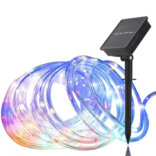 300 LED-es napelemes fénykábel, 8 világítási móddal, színes, 30 m