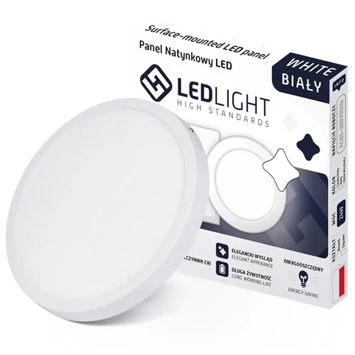 LED mennyezeti kerek panel, beépített trafóval, nem villogó, CCD, meleg fehér, 24W