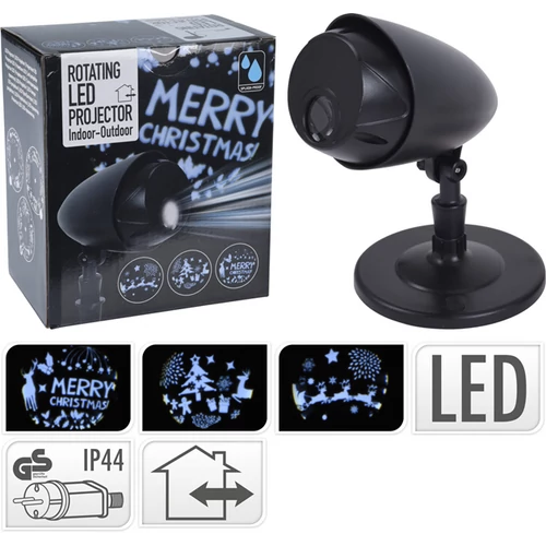 Kültéri 3D LED forgó projektor, különféle mintával, 6W LED, 5m kábellel
