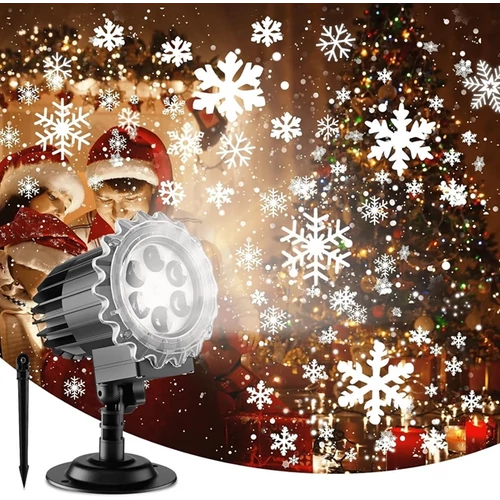 Kültéri 3D LED forgó projektor, hóesés mintával, 6W LED, 5m kábellel