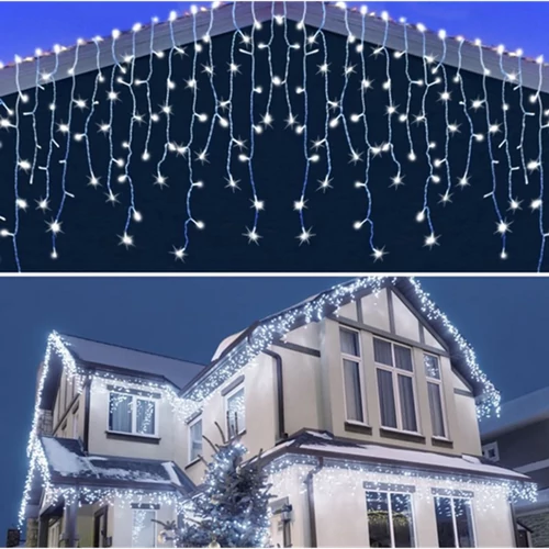 360 LED-es jégcsap kültéri-beltéri fényfüzér hideg fehér,