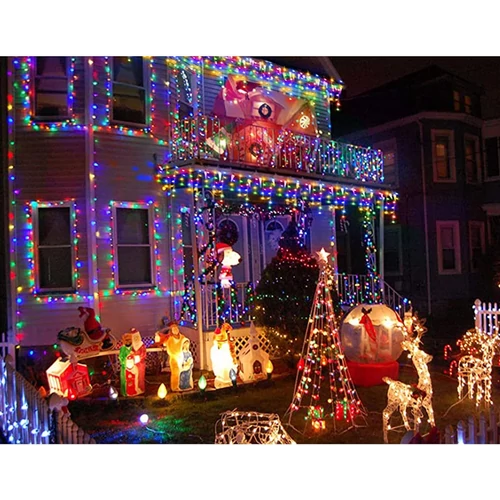 Hybrid tölthető-napelemes 240 LED-es jégcsap fényfüzér, Színes RGB, 8 világítási móddal, időzíthető, távvezérlős