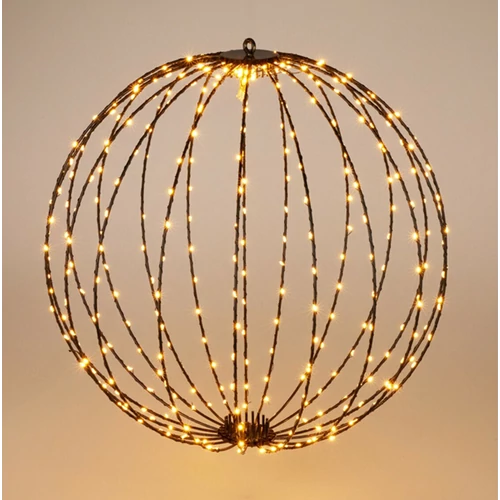 Nagyméretű XXL 320 LED-es karácsonyi időzíthető 6/18 óra, gömb dekor, 50 cm, IP44, meleg fehér 