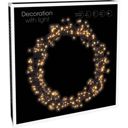 Karácsonyi-adventi XXL 400 meleg fehér LED-es koszorú ajtódísz, 48 cm, IP44 hálózati adapteres, 8 féle fényjátékkal