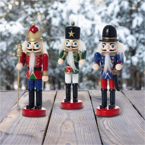 Diótörő figura 3 db-os szett fa 12,5 cm figurás karácsonyfadísz