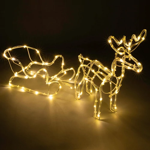 Nagyméretű Rénszarvas szánkó karácsonyi izzó 240 led kültéri dekoráció