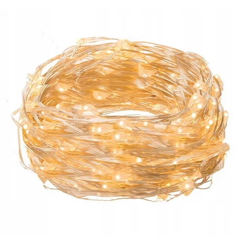 100 micro LED-es elemes dekor fényfüzér, tündérfény, meleg fehér, 5 m