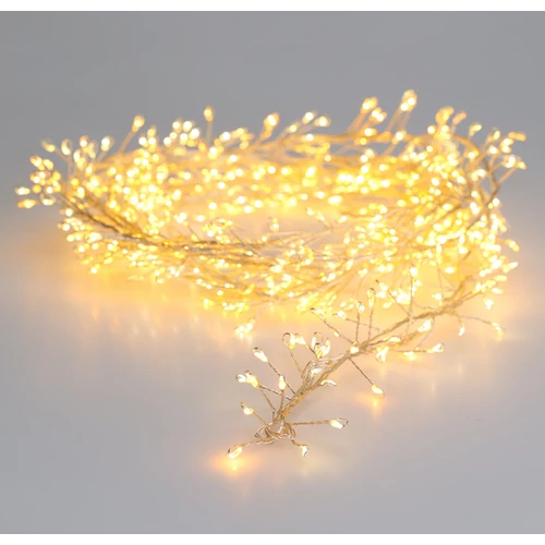 200 LED-es sűrű Cluster fényfüzér, elemes, extra meleg és meleg fehér, 6/18 órás időzíthető, 8 világítási móddal