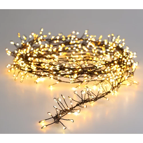 200 LED-es sűrű Cluster fényfüzér, elemes, extra meleg és meleg fehér, 6/18 órás időzíthető, 8 világítási móddal, fekete vezetékes