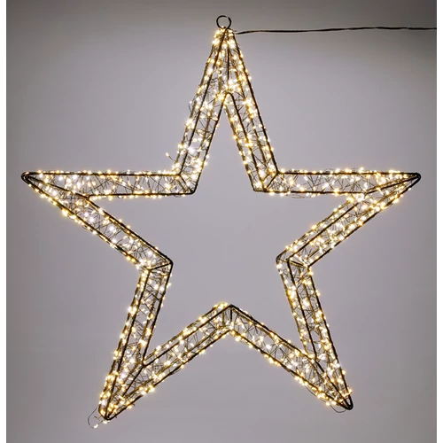 Karácsonyi-adventi XXL 1200 extra meleg fehér micro LED-es csillag ajtódísz, 56 cm, IP44 hálózati adapteres, időzíthető 8/16 órás, 5+1 féle csillogó fényjátékkal