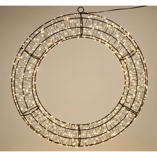 Karácsonyi-adventi 720 meleg fehér micro LED-es koszorú ajtódísz, 50 cm, IP44 hálózati adapteres, időzíthető 8/16 órás, csillogó fényjátékkal, fényerő szabályzással