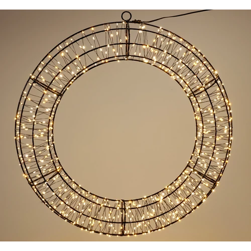 Karácsonyi-adventi 480 meleg fehér és extra meleg fehér micro LED-es koszorú ajtódísz, 38 cm, IP44 hálózati adapteres, időzíthető 8/16 órás, csillogó fényjátékkal, fényerő szabályzással